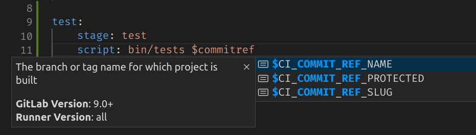 Autocomplete options shown for a string